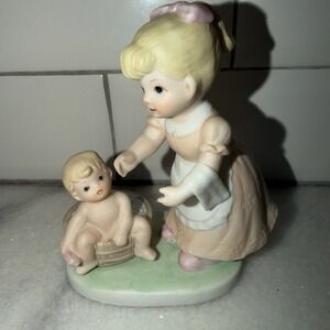 HOMCO Porcelain Bath Time Mom Boy #1450 Home Interiors Vintage Retired Parenting